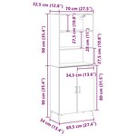 vidaXL Haut Armoire Chêne noir 69 5 x 34 x 180 cm Bois d'ingénierie