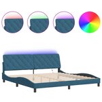 vidaXL Cadre de lit avec LED sans matelas bleu 200x200 cm velours
