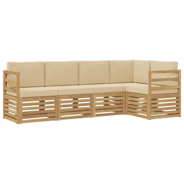 vidaXL Ensemble de canapés d'extérieur 5 pc Blanc et Beige Polyester
