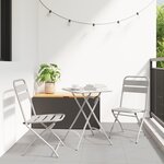vidaXL Ensemble de Bistro Pliable 3 Pièces Beige en Acier