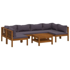 vidaXL Salon de jardin 7 Pièces avec coussin Bois d'acacia solide