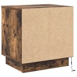 vidaXL Table de chevet avec lumières LED Chêne fumé 44x34 5x45 cm