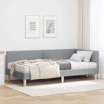 vidaXL Cadre de lit d'angle avec matelas Autre 2 Pièces Gris clair tissu