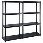 vidaXL Étagère de rangement à 4 niveaux Noir 122x30 5x130 cm Plastique