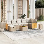 vidaXL Salon de jardin avec coussins 8 Pièces beige résine tressée