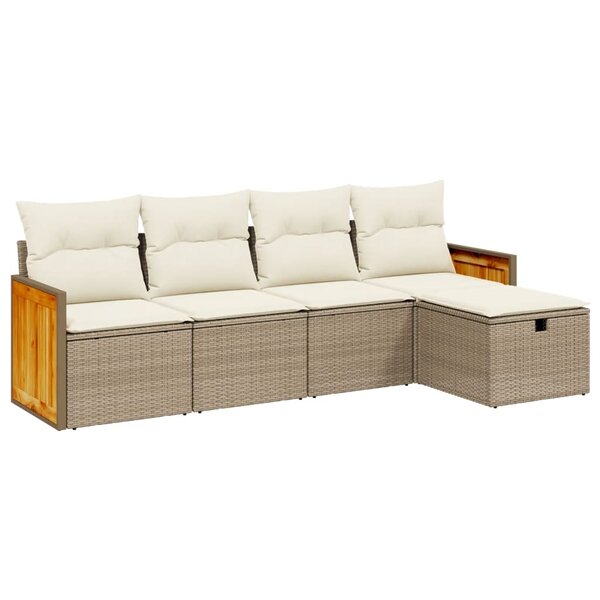 vidaXL Salon de jardin avec coussins 5 Pièces beige résine tressée