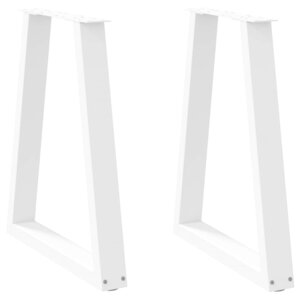 vidaXL Pieds de table à manger en forme de V  2 pièces  blanc  60 x (72-73 3) cm  acier