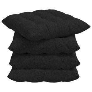 vidaXL Coussins de siège 4 pc Tissu Noir 40 x 40 x 6 cm