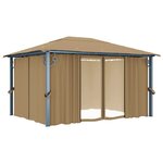 vidaXL Tonnelle avec rideau 400x300 cm Taupe Aluminium