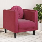 vidaXL Fauteuil avec coussin rouge bordeaux velours