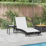 vidaXL Transat avec Table 2 Pièces Noir 40 x 40 x 40.5 cm polyrotin