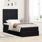 vidaXL Cadre de lit ottoman avec matelas noir 90x190 cm velours