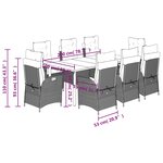 vidaXL Ensemble à manger de jardin et coussins 9 Pièces marron poly rotin