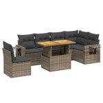 vidaXL Salon de jardin avec coussins 7 Pièces gris résine tressée