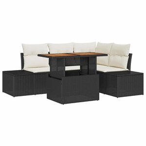 vidaXL Ensemble de canapé de jardin avec coussin 5 Pièces Noir et Crème