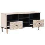 vidaXL Meuble TV Blanc 100 x 33 5 x 46 cm Bois de mangue massif