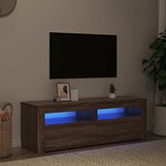 vidaXL Meuble TV avec lumières LED chêne marron 120x35x40 cm