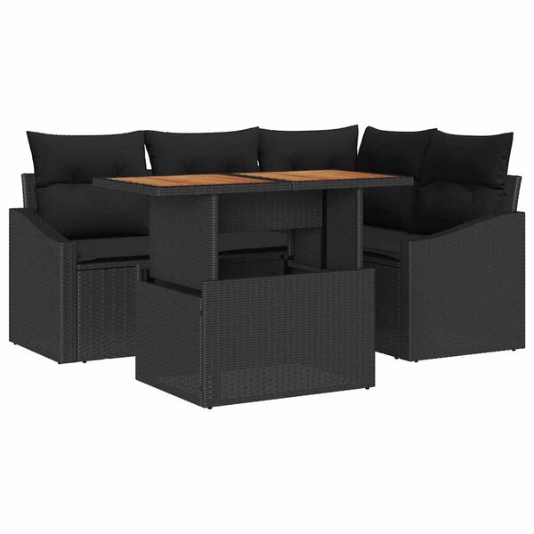 vidaXL Ensemble de salle à manger pour jardin 5 Pièces Noir et Marron