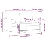 vidaXL Canapé 2 places avec oreillers décoratifs crème 120 cm velours