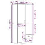 vidaXL Armoire Chêne noir 80 x 52 x 180 cm Bois d'ingénierie