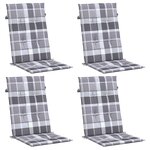 vidaXL Coussins de chaise jardin à dossier haut lot de 4 carreaux gris