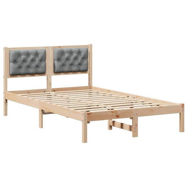vidaXL Cadre de lit Gris clair 135 x 190 cm Pin massif