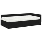 vidaXL Cadre de lit d'angle avec matelas 2 pc Noir 80 x 200 cm tissu