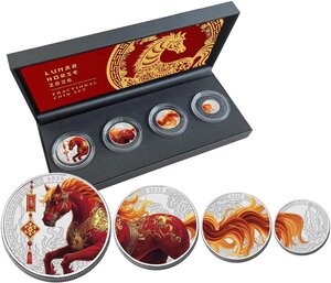 Pièce de monnaie en Argent 2 Dollars – 1 Dollar – 0.5 Dollars – 0.25 Dollars g 3.11 (1/10 oz) - 7.77 (1/4 oz) - 15.51 (1/2 oz) - 31.1 (1 oz) Millésime 2026 HORSE