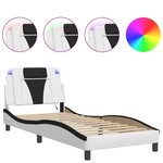 vidaXL Cadre de lit Viana avec LED sans matelas blanc et noir 80x200 cm