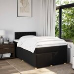 vidaXL Sommier à lattes de lit avec matelas noir 120x190 cm tissu