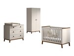 Ensemble Chambre sezane lit bébé 60x120 + commode + plan à langer + armoire 2 portes clay