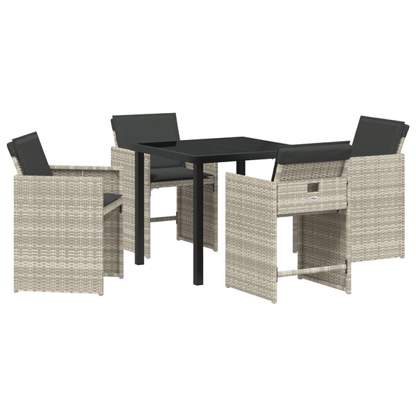 vidaXL Set de salon de jardin 5 pièces avec coussins gris clair en poly rattan