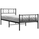 vidaXL Cadre de lit métal sans matelas avec pied de lit noir 100x190cm