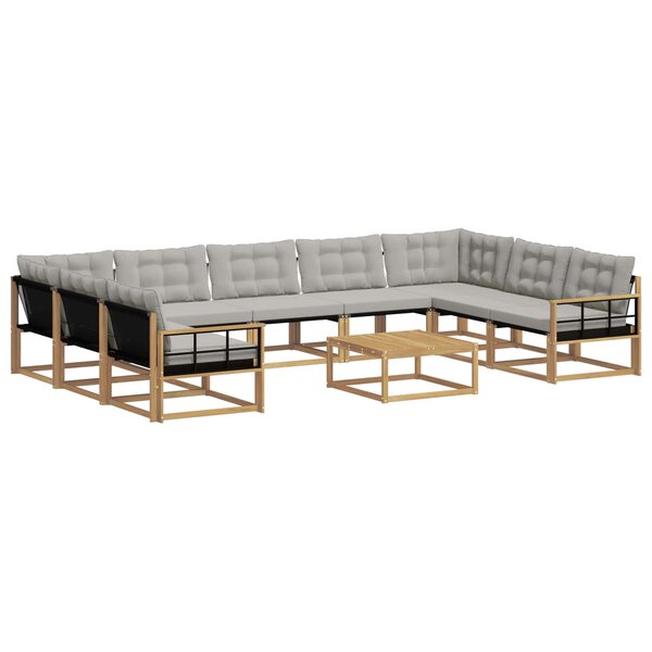 vidaXL Ensemble de canapés d'extérieur 10 pc Blanc et gris clair