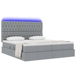 vidaXL Lit de rangement LED avec matelas Gris clair 200 x 200 cm Tissu