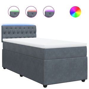 vidaXL Sommier à lattes de lit et matelas Gris foncé 90x200 cm Velours