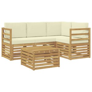 vidaXL Ensemble de canapés d'extérieur 5 pc Blanc et crème Polyester