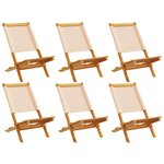 vidaXL Chaises de jardin pliantes lot de 6 beige tissu et bois massif