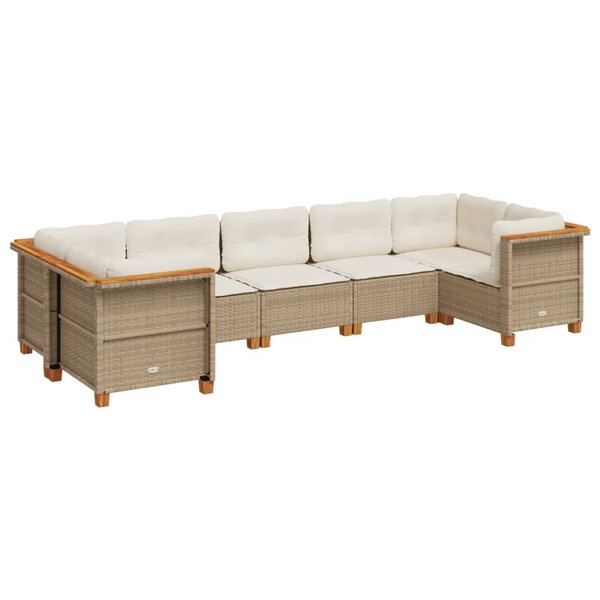 vidaXL Salon de jardin avec coussins 7 Pièces beige résine tressée