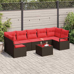 vidaXL Ensemble de canapé de jardin avec coussin 8 Pièces Beige Rouge