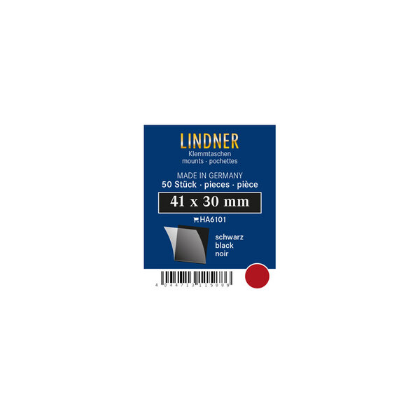 Pochettes simple soudure 41 x 30 mm pour timbres type Monaco voitures. Fond - Noir