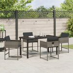 vidaXL Ensemble de Salle à Manger de Jardin 5 Pièces avec Coussins Gris Rattan PE
