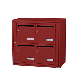 Bloc collectif Leabox  2x2  grade 3  simple face  Extérieur  fixation murale  Rouge brun RAL 3011 finition brillante