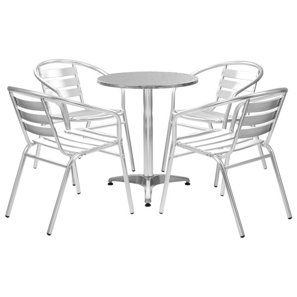 vidaXL Mobilier à dîner d'extérieur 5 Pièces Aluminium Argenté