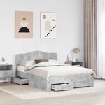 vidaXL Cadre de lit Gris béton 140 x 190 cm Bois d'ingénierie