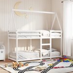 vidaXL Lit superposé avec toit blanc 90x200 cm bois de pin massif