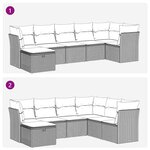 vidaXL Salon de jardin avec coussins 7 Pièces beige résine tressée