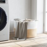 vidaXL Panier à linge beige et blanc Ø55x36 cm coton