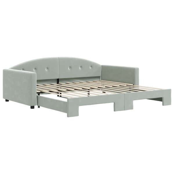 vidaXL Lit de jour avec lit gigogne gris clair 100x200 cm velours