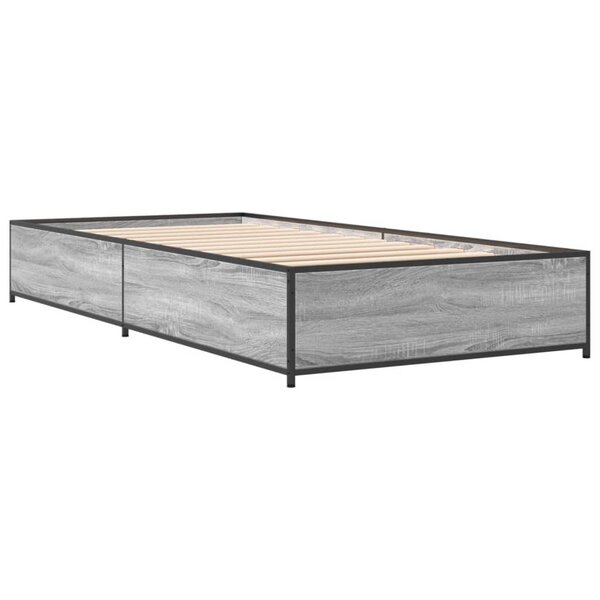 vidaXL Cadre de lit sonoma gris 90x190 cm bois d'ingénierie et métal